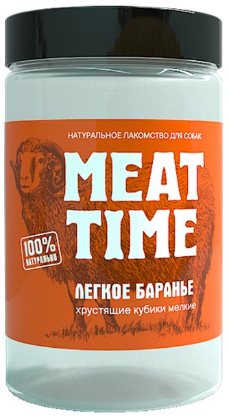 Лакомство для собак мелких пород MEAT TIME Легкое баранье хрустящие кубики мелкие (90 г)