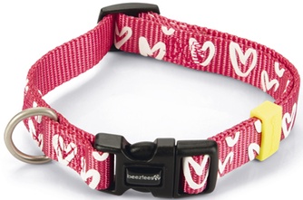 Ошейник нейлоновый для собак BEEZTEES Heart розовый (1,5*40 см)