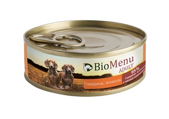Корм влажный для собак BIOMENU ADULT с говядиной и ягненком (100 г)