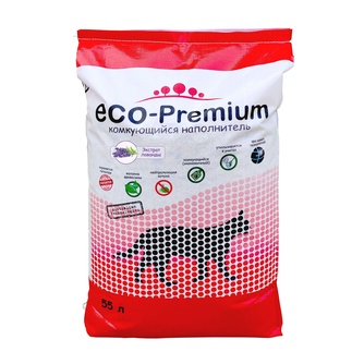 Наполнитель комкующийся древесный для кошек ECO-PREMIUM лаванда (55 л)